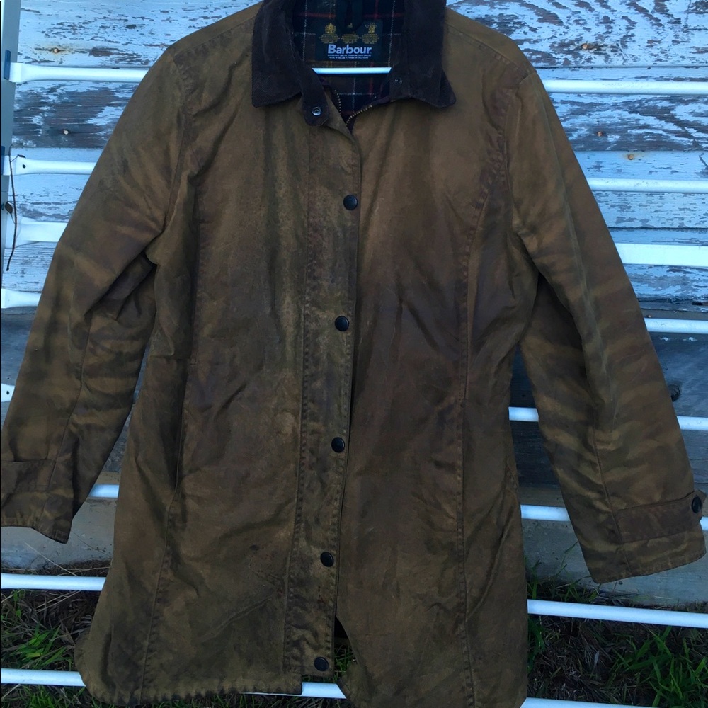 CLASSIC BRITISH BARBOUR BROWN SPORTING JACKET / LENGTH 32.5” SIZE UK16